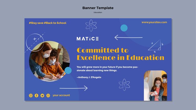 Modelo de banner horizontal para educação