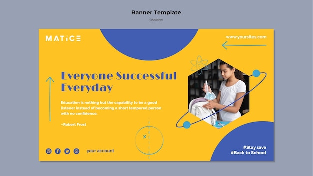 Modelo de banner horizontal para educação
