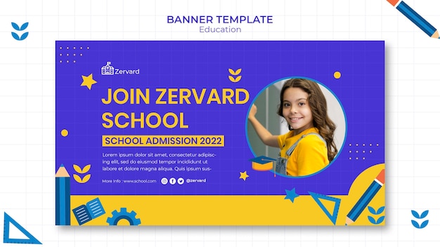 Modelo de banner horizontal para educação