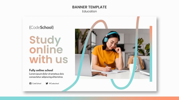 Modelo de banner horizontal para escola de programação online