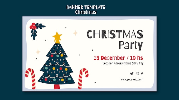 Modelo de banner horizontal para festa de natal