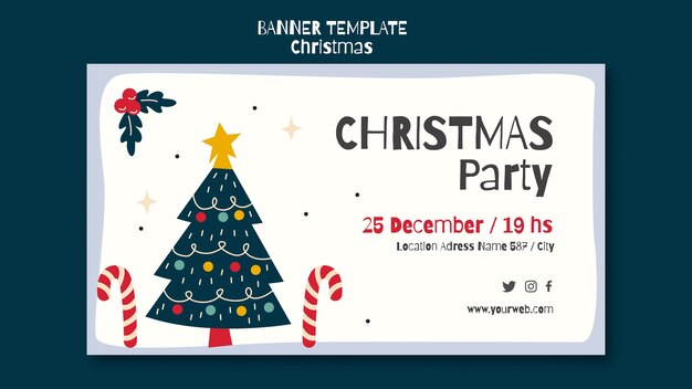 Modelo de banner horizontal para festa de natal