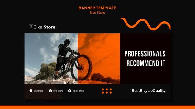 Modelo de banner horizontal para loja de bicicletas