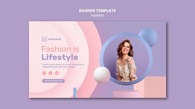 Modelo de banner horizontal para loja de varejo de moda