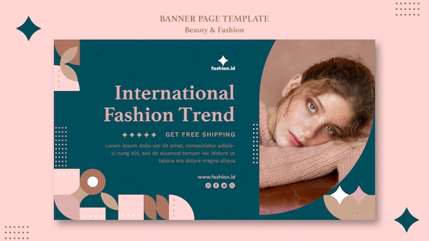 Modelo de banner horizontal para moda e beleza feminina