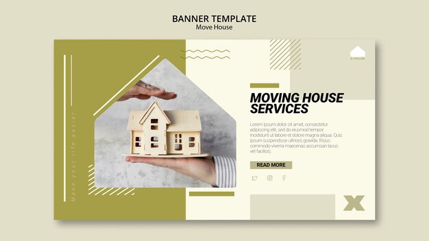 Modelo de banner horizontal para mover serviços de casa