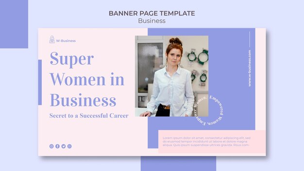 Modelo de banner horizontal para mulheres em negócios