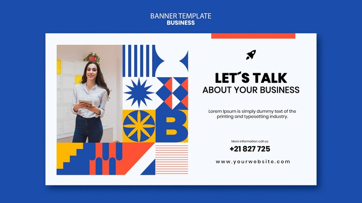 PSD grátis modelo de banner horizontal para negócios com mulher elegante