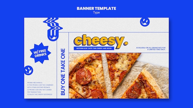 PSD grátis modelo de banner horizontal para novo sabor de pizza de queijo