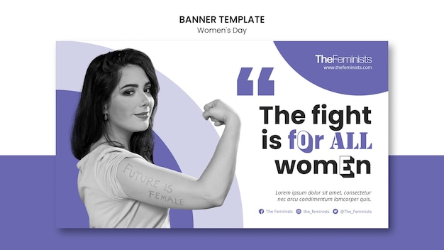 Modelo de banner horizontal para o dia internacional da mulher