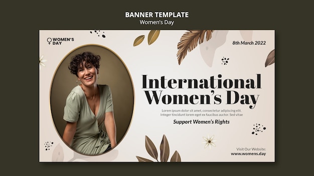 Modelo de banner horizontal para o dia internacional da mulher