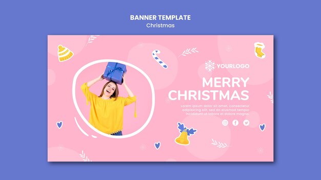 Modelo de banner horizontal para o natal