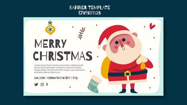 Modelo de banner horizontal para o natal