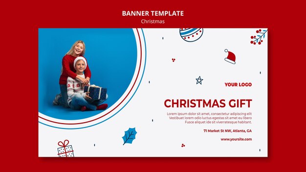 Modelo de banner horizontal para o natal