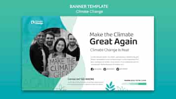 PSD grátis modelo de banner horizontal para problemas de mudança climática