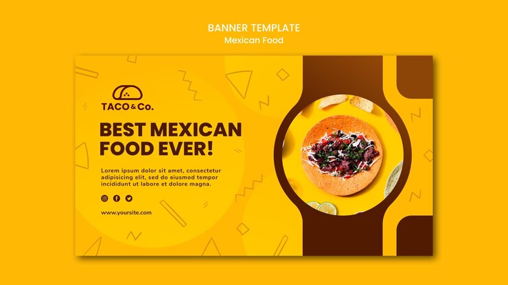 PSD grátis modelo de banner horizontal para restaurante de comida mexicana