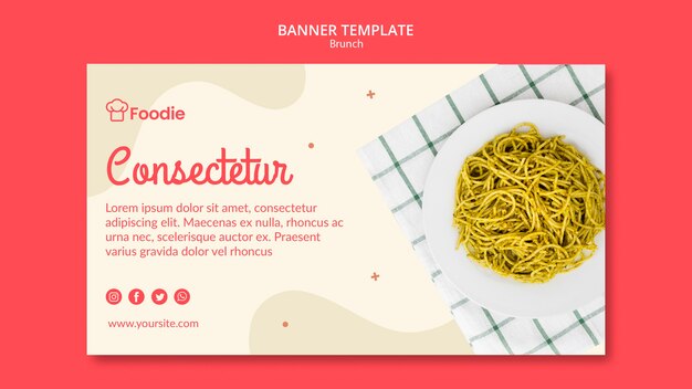 Modelo de banner horizontal para restaurante
