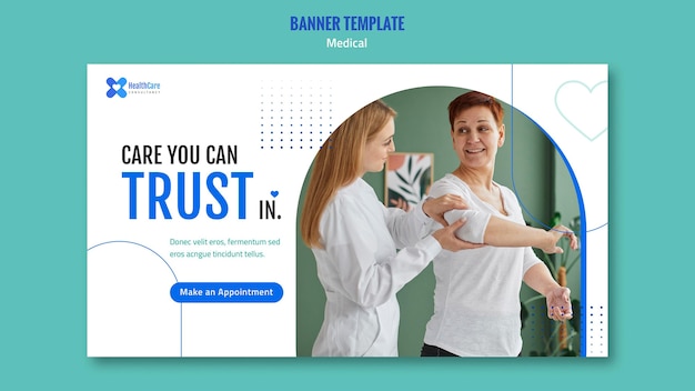 Modelo de banner horizontal para saúde