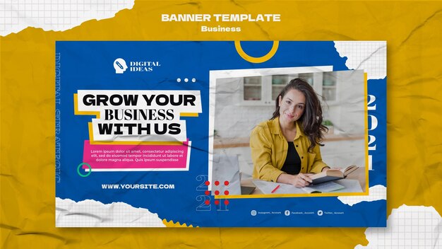 Modelo de banner horizontal para soluções de negócios criativos