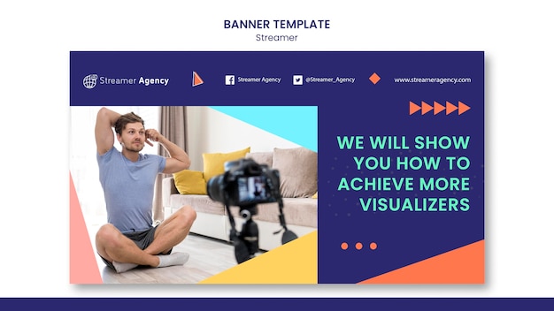 PSD grátis modelo de banner horizontal para streaming de conteúdo online