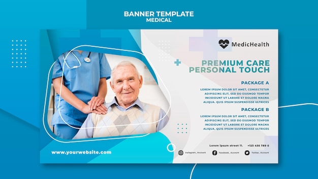 PSD grátis modelo de banner horizontal premium care