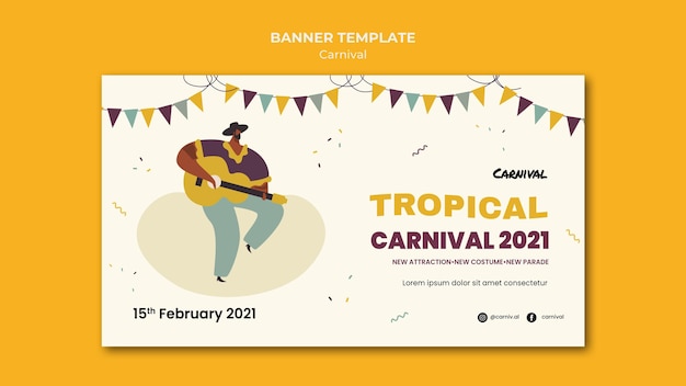 Modelo de banner ilustrado de carnaval