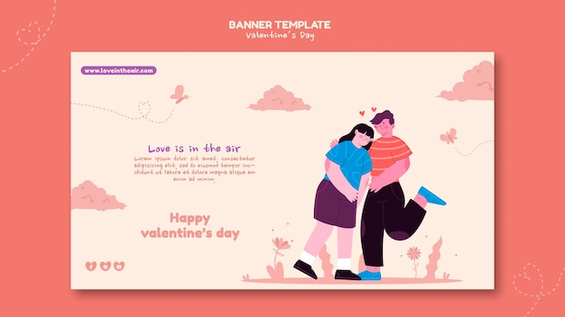 Modelo de banner ilustrado para o dia dos namorados
