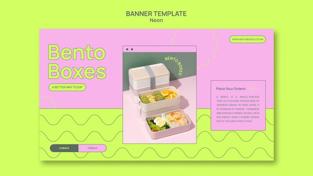 Modelo de banner neon bento box