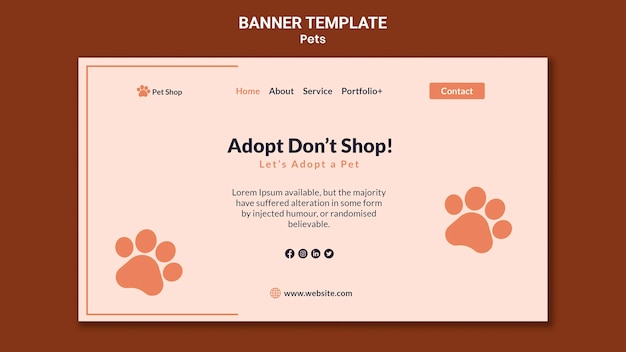 Modelo de banner para adoção de animais de estimação