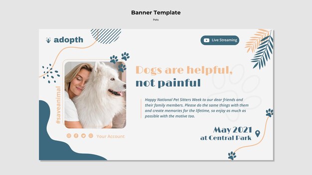 Modelo de banner para adoção de animais de estimação