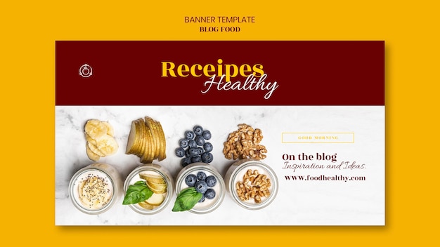 PSD grátis modelo de banner para blog de receitas de comida saudável