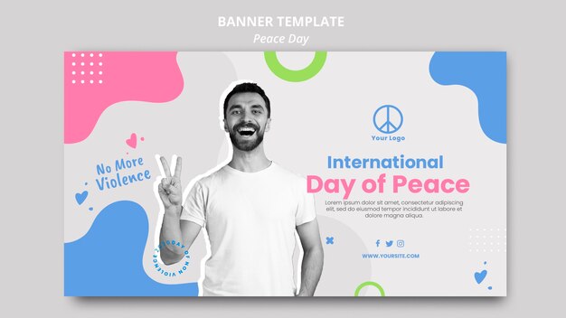 Modelo de banner para celebração do dia internacional da paz