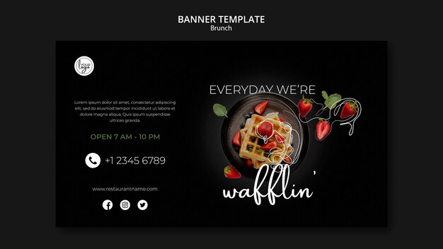 Modelo de banner para design de restaurante brunch