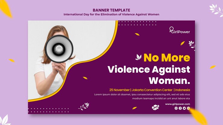 PSD grátis modelo de banner para eliminação da violência contra as mulheres