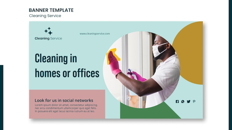 PSD grátis modelo de banner para empresa de limpeza doméstica