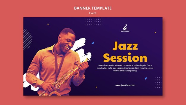 Modelo de banner para evento de música jazz