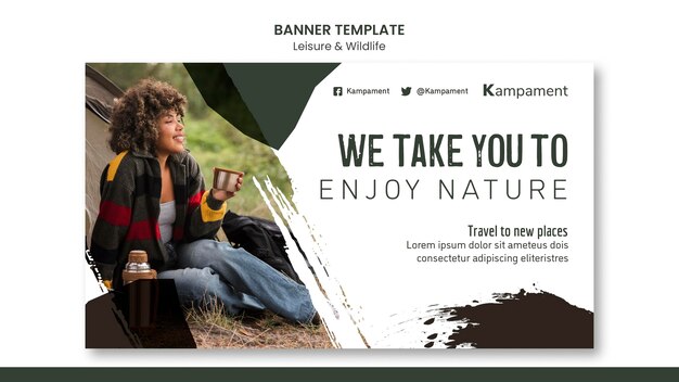 Modelo de banner para exploração e lazer da natureza