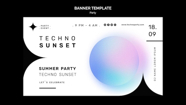 Modelo de banner para festa de verão techno