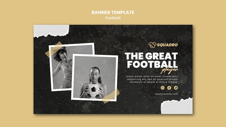 PSD grátis modelo de banner para jogador de futebol feminino
