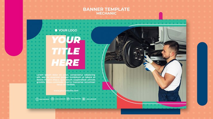 PSD grátis modelo de banner para mecânico profissional
