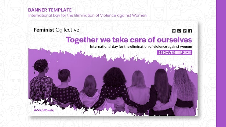 PSD grátis modelo de banner para o dia internacional pela eliminação da violência contra as mulheres