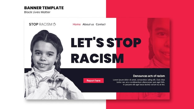 PSD grátis modelo de banner para racismo e violência