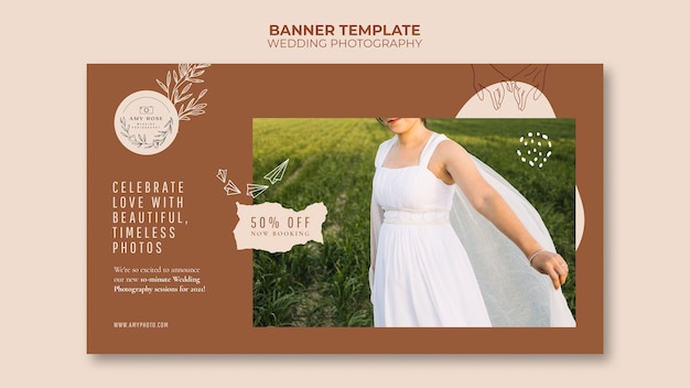 Modelo de banner para serviço de fotografia de casamento