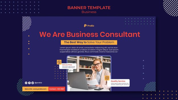 Modelo de banner para soluções de negócios profissionais