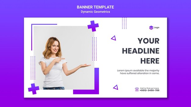 Modelo de banner para tema grátis com geometria dinâmica