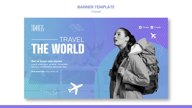 Modelo de banner para viajar pelo mundo