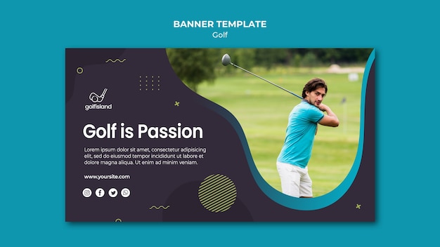 PSD grátis modelo de banner praticando golfe