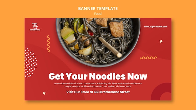 Modelo de banner promocional de macarrão