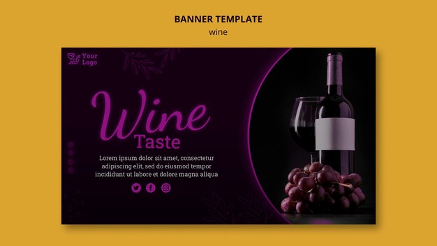 Modelo de banner promocional de vinho