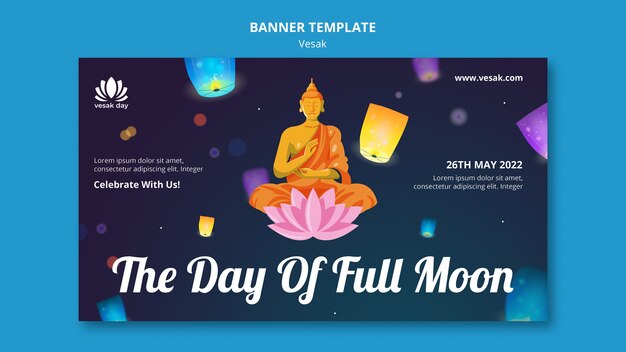 Modelo de banner vesak de design plano